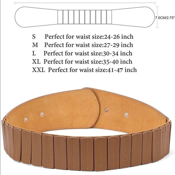 Wide Brown Leather Belt Hook Buckle Wide Belt - Picture 5 of 8